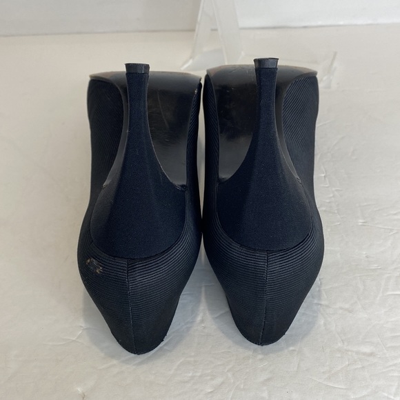 Stuart Weitzman Black Textured Pointed Toe Leather Soles 3.75" Heel Pumps 8.5 M - Picture 5 of 15